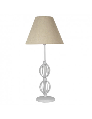 CANDELLUX Rosette 3 lampa stołowa biały 1x40W E14 abażur beżowy 41-28907