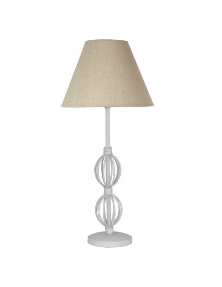 CANDELLUX Rosette 3 lampa stołowa biały 1x40W E14 abażur beżowy 41-28907