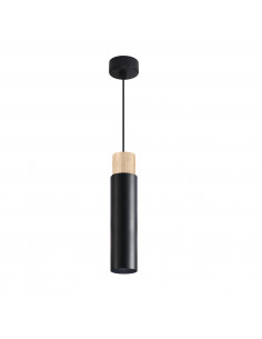 CANDELLUX Claro lampa wisząca czarny 1x15W GU10 klosz czarny+drewniany 31-27740