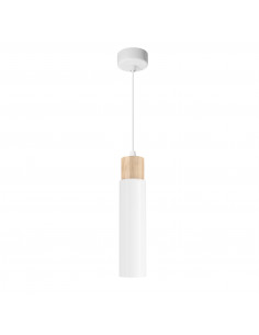 CANDELLUX Claro lampa wisząca biały 1x15W GU10 klosz biały+drewniany 31-27764