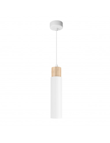 CANDELLUX Claro lampa wisząca biały 1x15W GU10 klosz biały+drewniany 31-27764