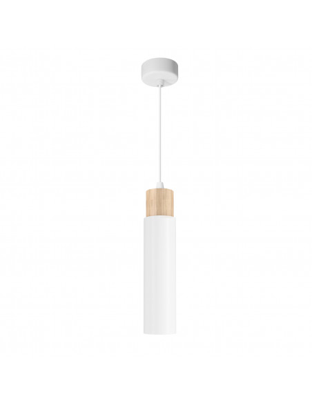 CANDELLUX Claro lampa wisząca biały 1x15W GU10 klosz biały+drewniany 31-27764