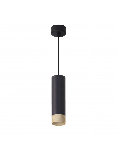 CANDELLUX Conti lampa wisząca czarny 1x15W GU10 klosz czarny+drewniany 31-28419