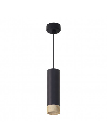 CANDELLUX Conti lampa wisząca czarny 1x15W GU10 klosz czarny+drewniany 31-28419