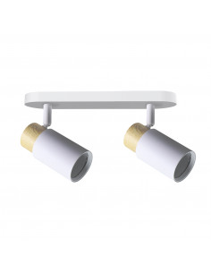 CANDELLUX Claro lampa sufitowa listwa biały 2x15W GU10 klosz biały+drewniany 92-27719