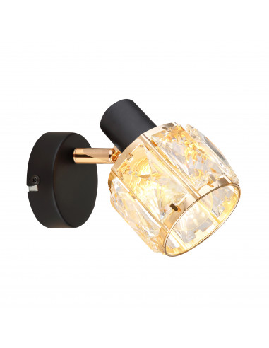 CANDELLUX Dubai lampa sufitowa kinkiet czarny 1x40W E14 klosz różowy złoty krysz transp 91-30221