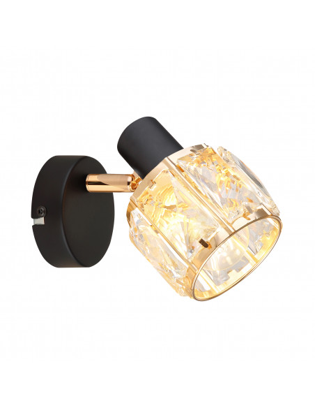 CANDELLUX Dubai lampa sufitowa kinkiet czarny 1x40W E14 klosz różowy złoty krysz transp 91-30221