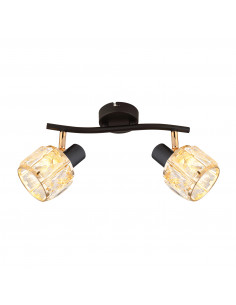 CANDELLUX Dubai lampa sufitowa listwa czarny 2x40W E14 klosz różowy złoty kryszt transp 92-30177