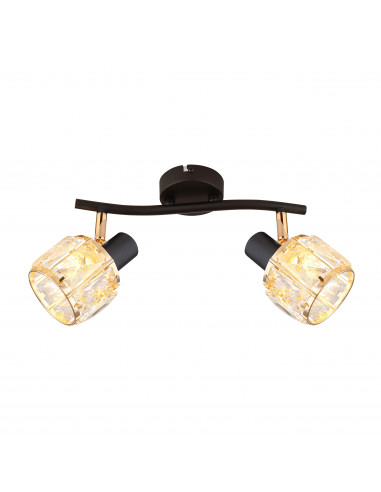 CANDELLUX Dubai lampa sufitowa listwa czarny 2x40W E14 klosz różowy złoty kryszt transp 92-30177