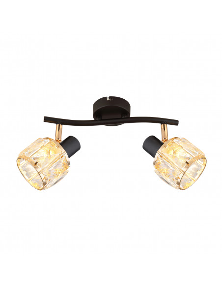 CANDELLUX Dubai lampa sufitowa listwa czarny 2x40W E14 klosz różowy złoty kryszt transp 92-30177