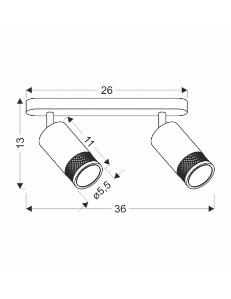 CANDELLUX Flin lampa sufitowa listwa czarny 2x15W GU10 klosz czarny+złoty 92-27672