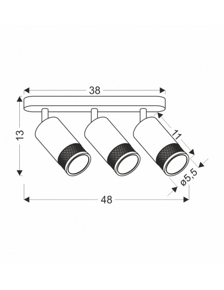 CANDELLUX Flin lampa sufitowa listwa czarny 3x15W GU10 klosz czarny+złoty 93-27689