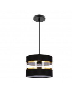 CANDELLUX PANDY lampa wisząca czarny 1x40W E27 abażur czarny+złoty 31-37572