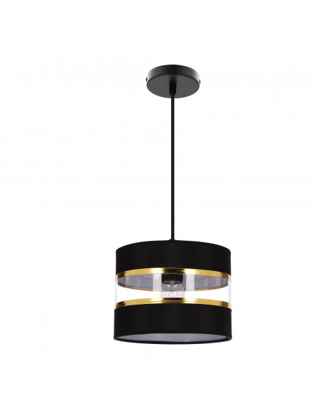 CANDELLUX PANDY lampa wisząca czarny 1x40W E27 abażur czarny+złoty 31-37572