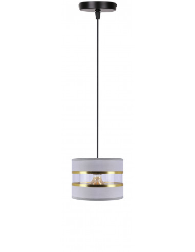 CANDELLUX PANDY lampa wisząca czarny 1x40W E27 abażur szary+złoty 31-37718