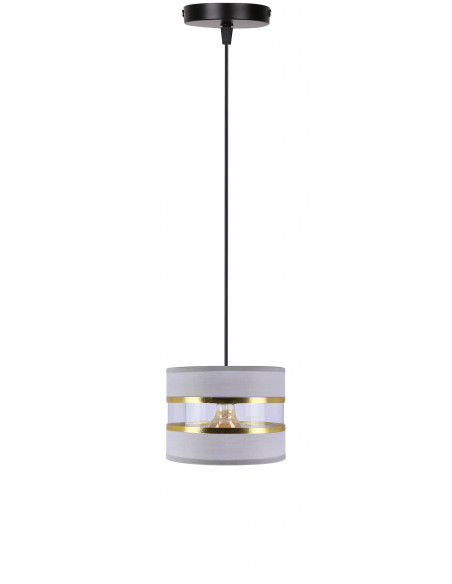CANDELLUX PANDY lampa wisząca czarny 1x40W E27 abażur szary+złoty 31-37718