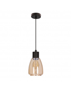 CANDELLUX MOLDO lampa wisząca czarny 1x40W E27 klosz bursztynowy 31-35073