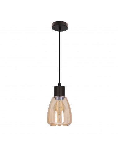 CANDELLUX MOLDO lampa wisząca czarny 1x40W E27 klosz bursztynowy 31-35073