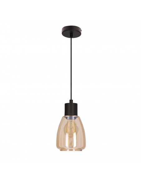 CANDELLUX MOLDO lampa wisząca czarny 1x40W E27 klosz bursztynowy 31-35073