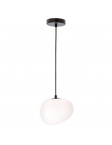 CANDELLUX STONES lampa wisząca czarny 20cm 1x40W E27 klosz biały 31-35127