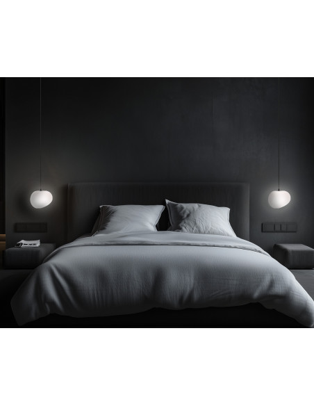 CANDELLUX STONES lampa wisząca czarny 20cm 1x40W E27 klosz biały 31-35127