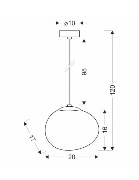 CANDELLUX STONES lampa wisząca czarny 20cm 1x40W E27 klosz biały 31-35127