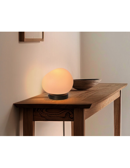 CANDELLUX STONES lampa stołowa czarny 20cm 1x40W E27 klosz biały 41-35219