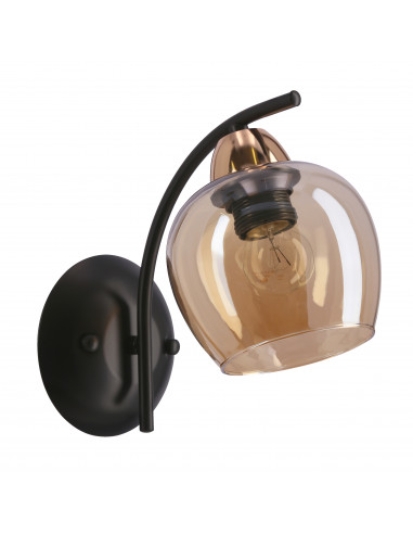 CANDELLUX MERRA lampa kinkiet czarny 1x40W E27 klosz bursztynowy 21-35301