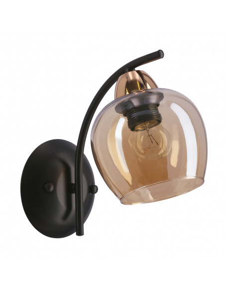 CANDELLUX MERRA lampa kinkiet czarny 1x40W E27 klosz bursztynowy 21-35301