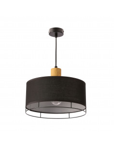 CANDELLUX Ardi lampa sufitowa czarny+drewniany 1x40W E27 abażur czarny 31-38371