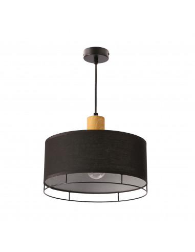 CANDELLUX Ardi lampa sufitowa czarny+drewniany 1x40W E27 abażur czarny 31-38371