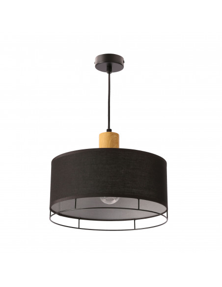 CANDELLUX Ardi lampa sufitowa czarny+drewniany 1x40W E27 abażur czarny 31-38371