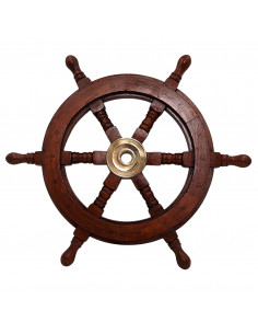 Koło Sterowe Drewniane – 45 cm - Dekoracja Marynistyczna Retro - NC1402A