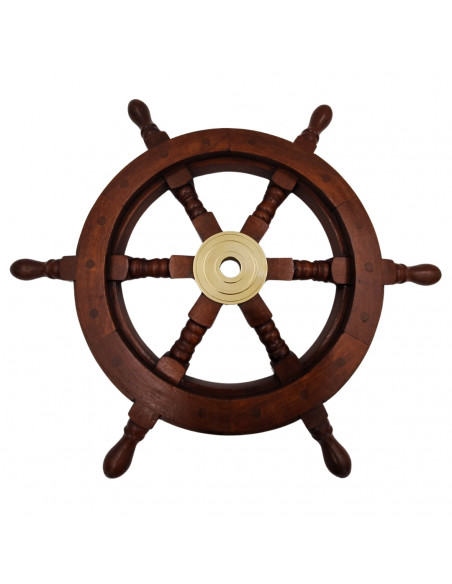Koło Sterowe Drewniane – 45 cm - Dekoracja Marynistyczna Retro - NC1402A