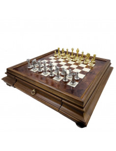 Wielkie ekskluzywne szachy Italfama z pozłacanego metalu 53x53 cm – N137