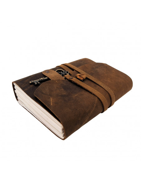 Notes Skórzany Retro z Kluczykiem i Paskiem 200 stron 18 x 13 cm - AH02