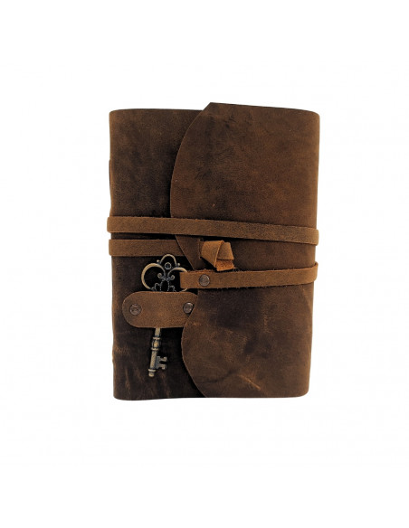 Notes Skórzany Retro z Kluczykiem i Paskiem 200 stron 18 x 13 cm - AH02