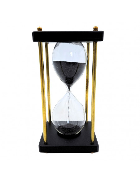 Klepsydra Mosiężno-Drewniana 5 minut – Czarny Piasek – Elegancka Dekoracja Retro - STRS153/6