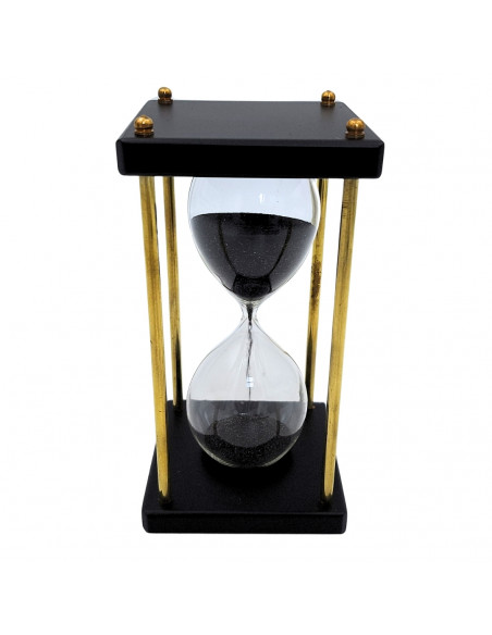 Klepsydra Mosiężno-Drewniana 5 minut – Czarny Piasek – Elegancka Dekoracja Retro - STRS153/6