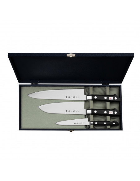 Tojiro DP3 Zestaw Nóż Szefa kuchni 21 cm + Santoku 17 cm + Uniwersalny 12 cm