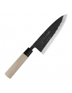 Tojiro Black Hammered Shirogami2 Nóż Deba 18 cm