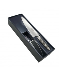 GLOBAL Zestaw Starter: Nóż szefa kuchni G-2 + Ostrzałka MinoSharp G-2220GB