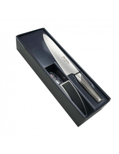 GLOBAL Zestaw Starter: Nóż szefa kuchni G-2 + Ostrzałka MinoSharp G-2220GB