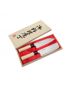 SATAKE Megumi Zestaw Japoński nóż Santoku + Nakiri H8161W