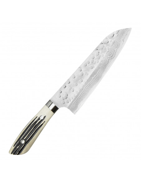 Takeshi Saji SRS-13 Jeleni róg Ręcznie kuty nóż Santoku 18 cm
