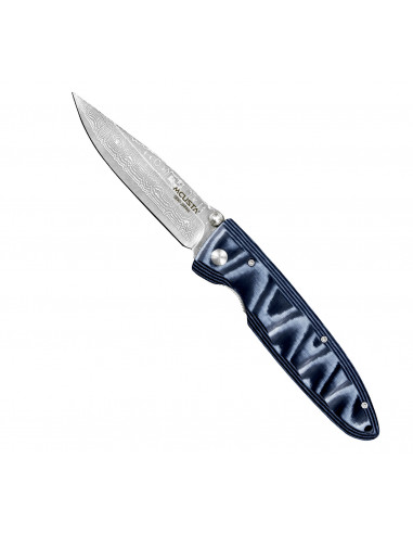 MCUSTA Classic Wave Blue Micarta Damascus 8,5 cm