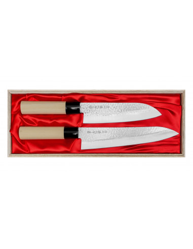 SATAKE Magaroku Saku Japoński Zestaw 2 noży Szefa + Santoku HG8611W
