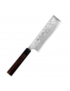 Hideo Kitaoka Shirogami Satin Damascus Nóż Usuba 18cm