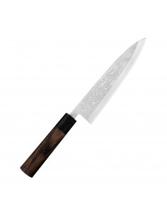 Hideo Kitaoka Shirogami Satin Damascus Nóż Miroshi Deba 21cm