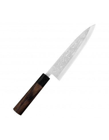 Hideo Kitaoka Shirogami Satin Damascus Nóż Miroshi Deba 21cm